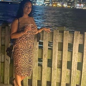 PLT Leopard Print strappy cup detail midi dress